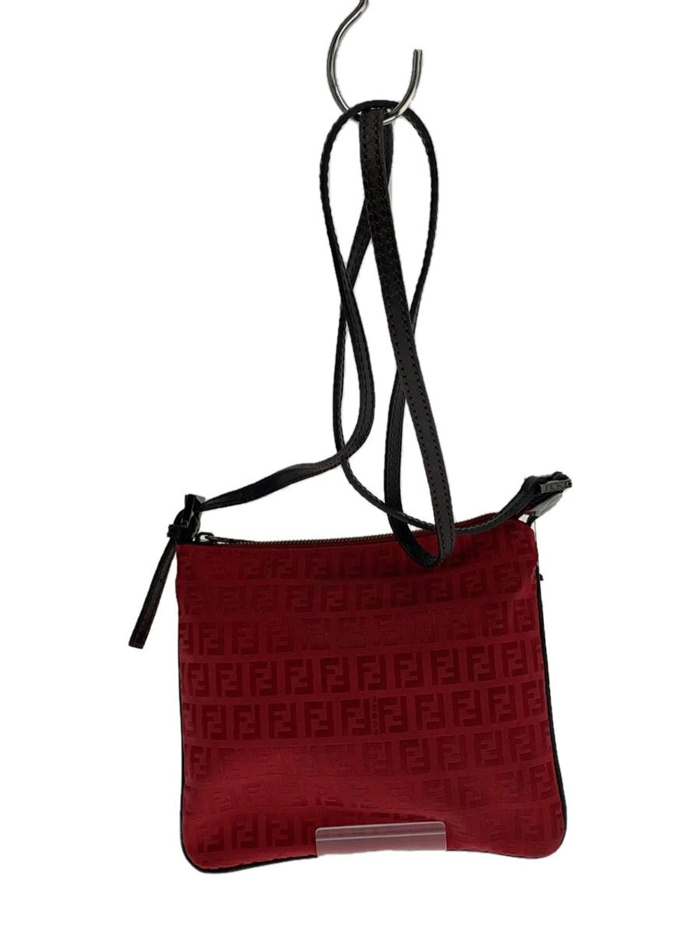 Fendi Shoulder Bag Canvas Red Zucca